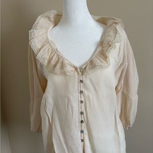 Zara Cream Lace-Trimmed Blouse